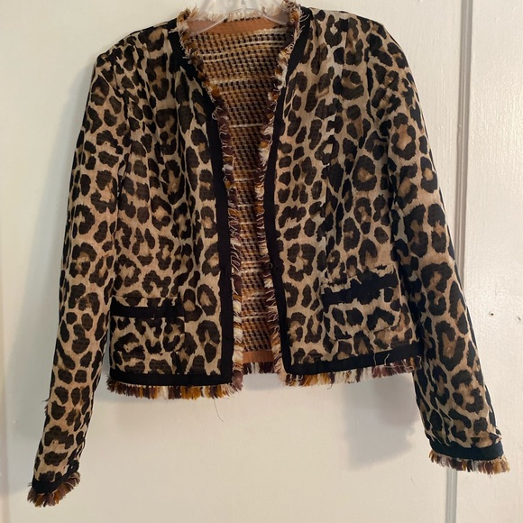 Talbots reversible stripped/leopard print dress jacket size 6 - Picture 4 of 5
